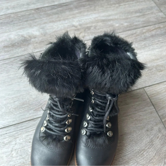 Rudsak Black Leather Lace Up Fur Winter Boots Made in Italy - Picture 11 of 16